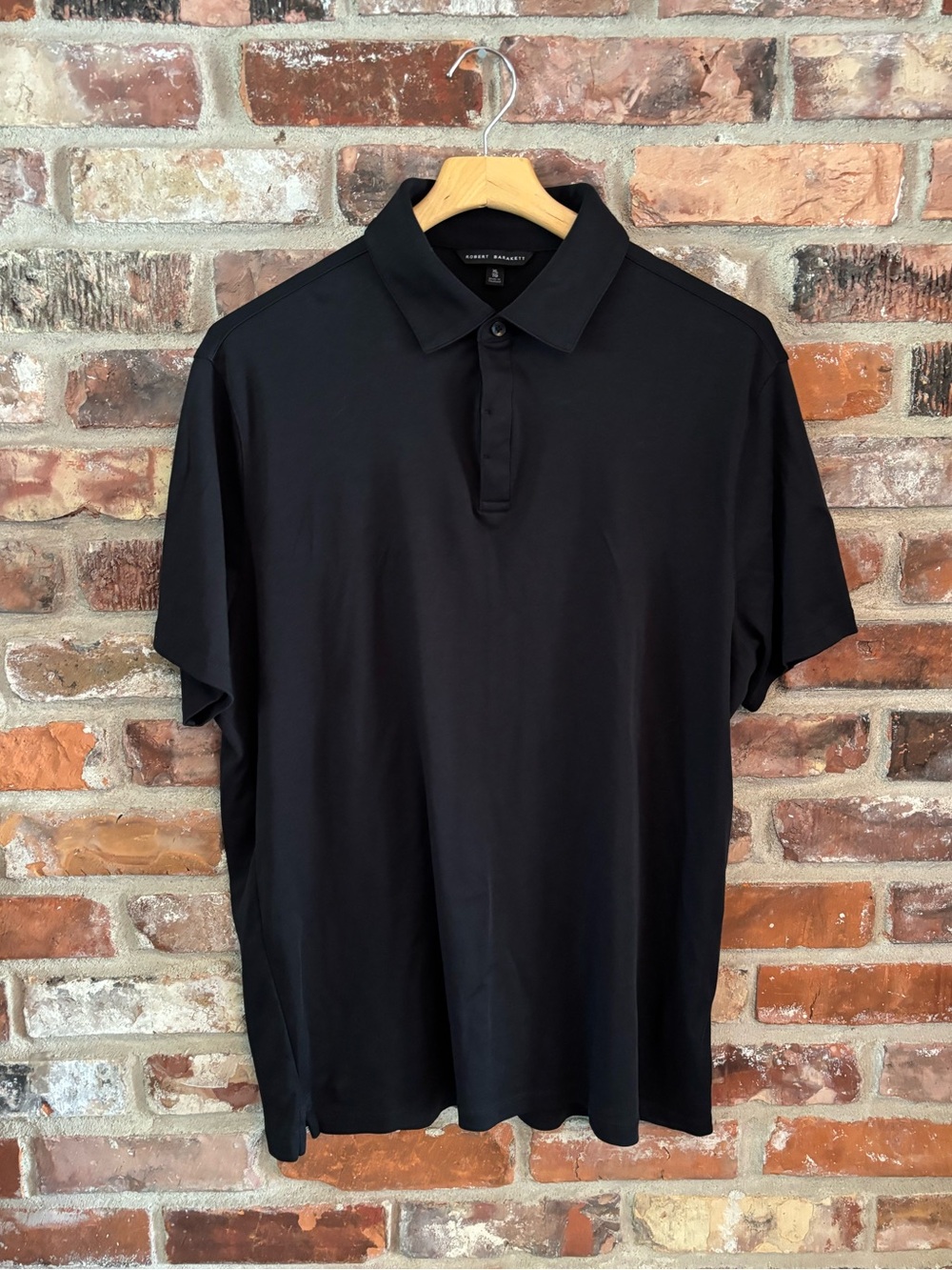Robert Barakett Black 100% Pima Cotton Polo Short Sleeve Shirt, XL
